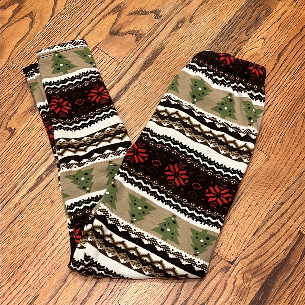 Itzon Festive Leggings Holiday Pattern Snowflakes Fair Isle One Size Fits Most